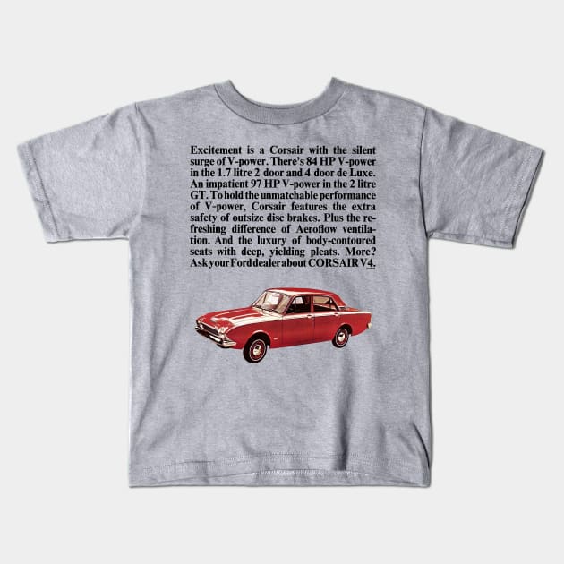 FORD CORSAIR - advert Kids T-Shirt by Throwback Motors